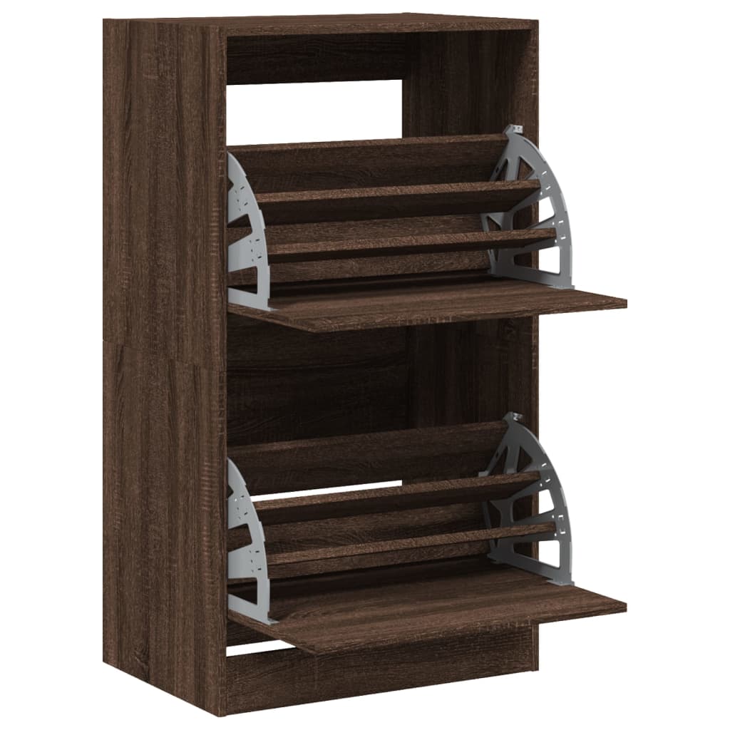 vidaXL Armoire à chaussures 2 tiroirs rabattables chêne marron