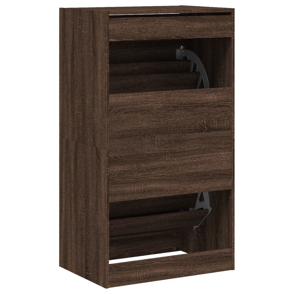 vidaXL Armoire à chaussures 2 tiroirs rabattables chêne marron