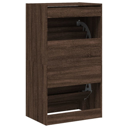 vidaXL Armoire à chaussures 2 tiroirs rabattables chêne marron