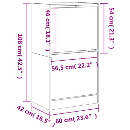 vidaXL Armoire à chaussures 2 tiroirs rabattables chêne marron