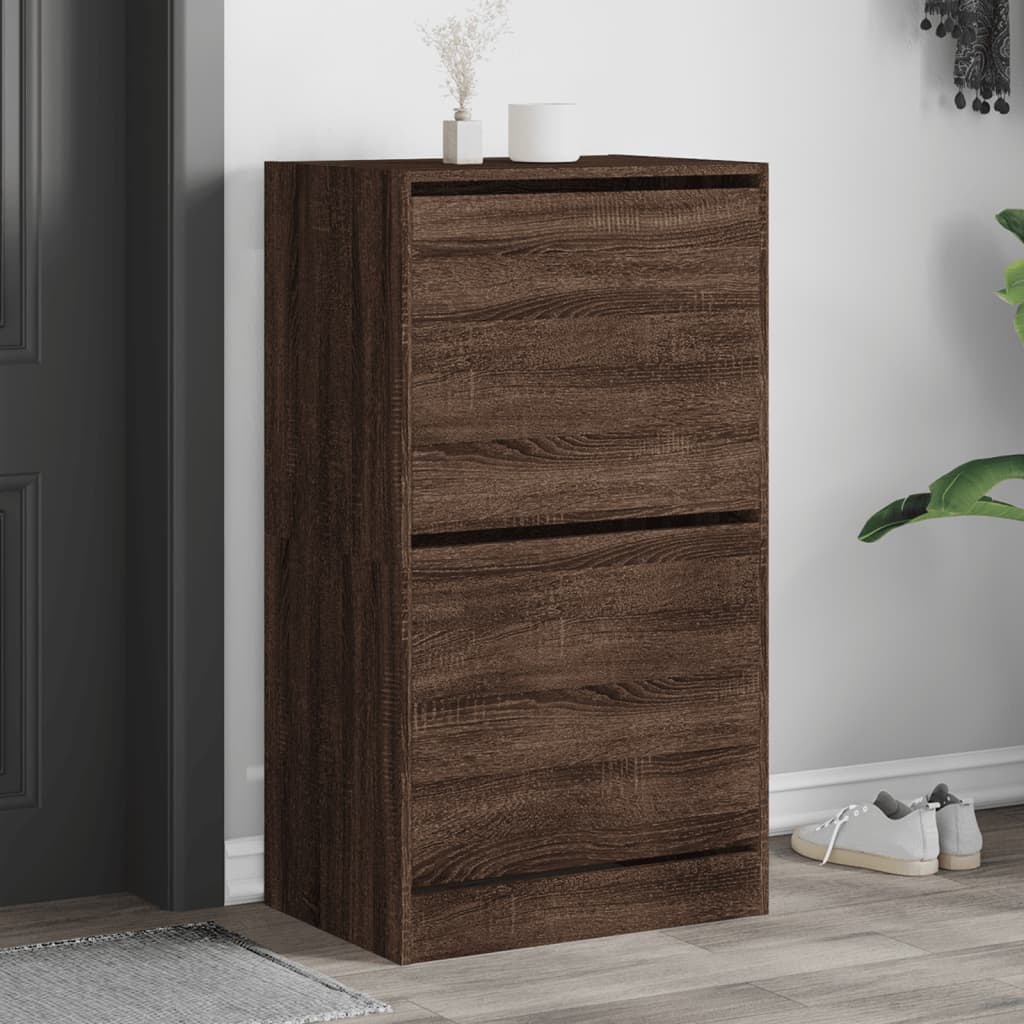 vidaXL Armoire à chaussures 2 tiroirs rabattables chêne marron