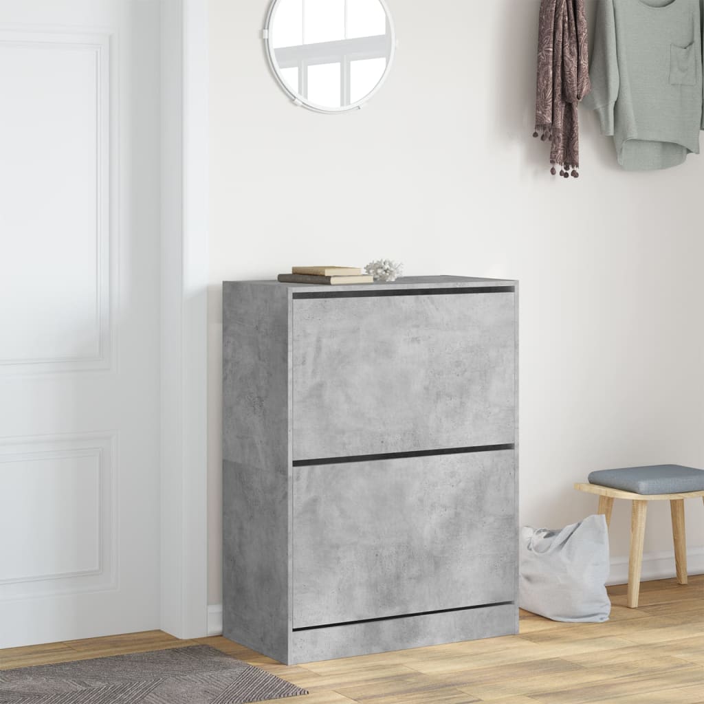 vidaXL Armoire à chaussures 2 tiroirs rabattables gris béton
