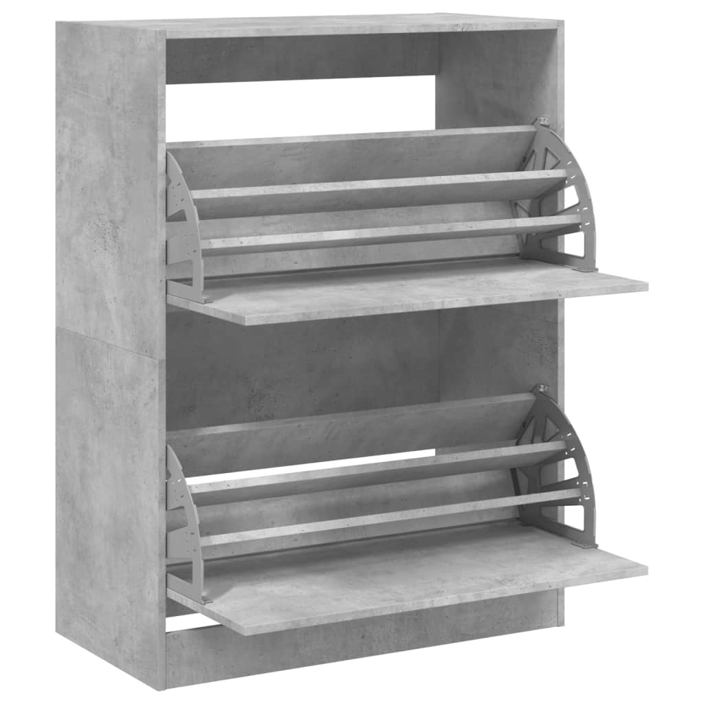 vidaXL Armoire à chaussures 2 tiroirs rabattables gris béton