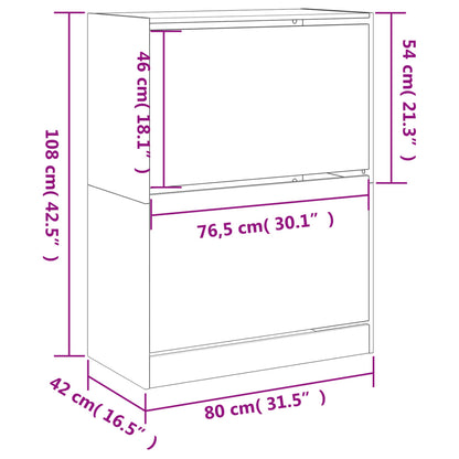 vidaXL Armoire à chaussures 2 tiroirs rabattables gris béton