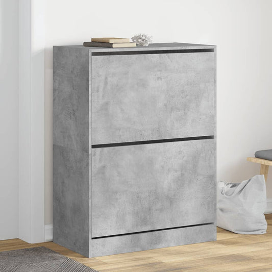 vidaXL Armoire à chaussures 2 tiroirs rabattables gris béton