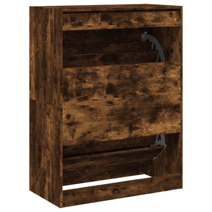 vidaXL Armoire à chaussures 2 tiroirs rabattables chêne fumé