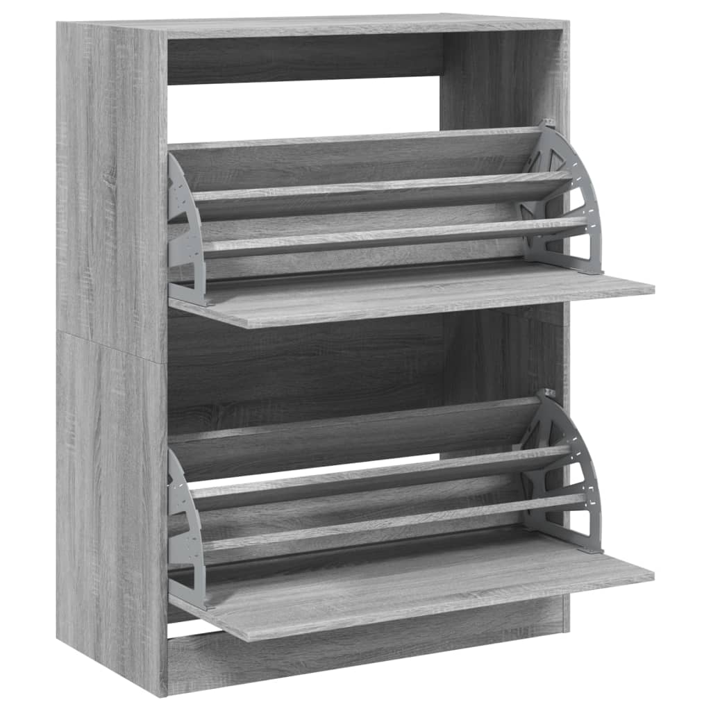 vidaXL Armoire à chaussures 2 tiroirs rabattables sonoma gris