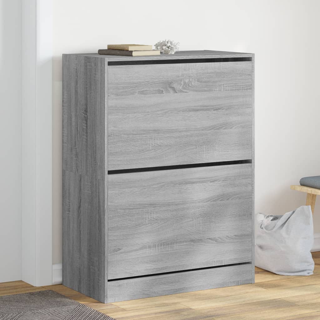 vidaXL Armoire à chaussures 2 tiroirs rabattables sonoma gris