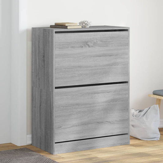 vidaXL Armoire à chaussures 2 tiroirs rabattables sonoma gris