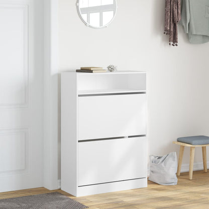 vidaXL Armoire à chaussures 2 tiroirs rabattables blanc 80x34x116 cm