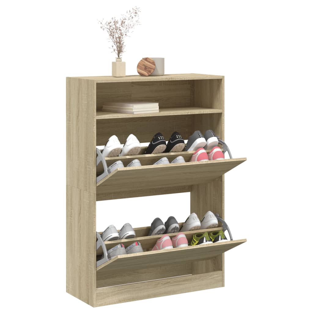 vidaXL Armoire à chaussures 2 tiroirs rabattables chêne sonoma