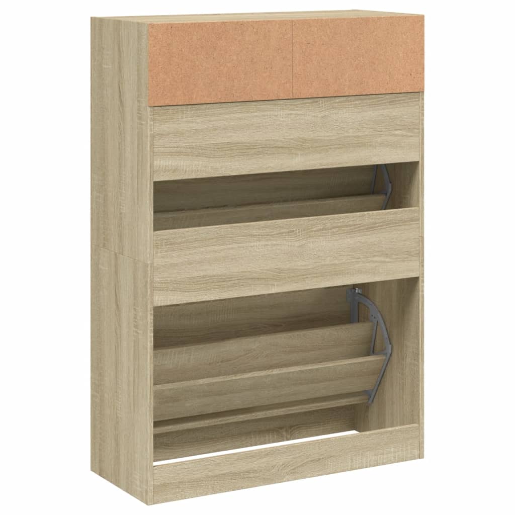 vidaXL Armoire à chaussures 2 tiroirs rabattables chêne sonoma