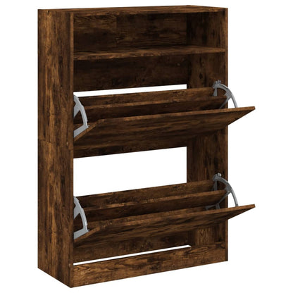 vidaXL Armoire à chaussures 2 tiroirs rabattables chêne fumé