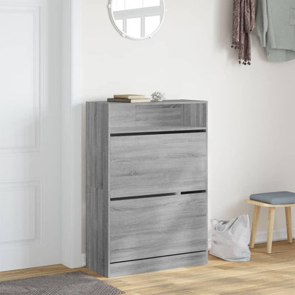 vidaXL Armoire à chaussures 2 tiroirs rabattables sonoma gris