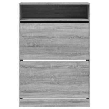 vidaXL Armoire à chaussures 2 tiroirs rabattables sonoma gris