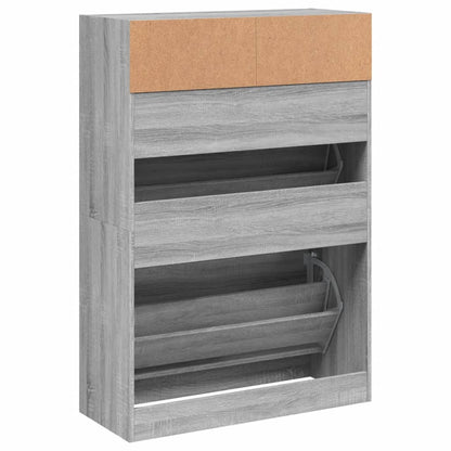 vidaXL Armoire à chaussures 2 tiroirs rabattables sonoma gris