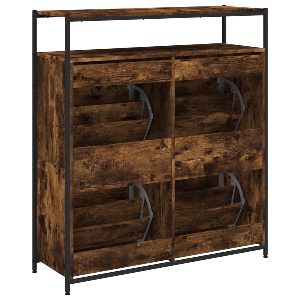 vidaXL Armoire à chaussures 4 tiroirs rabattables chêne fumé