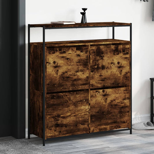 vidaXL Armoire à chaussures 4 tiroirs rabattables chêne fumé