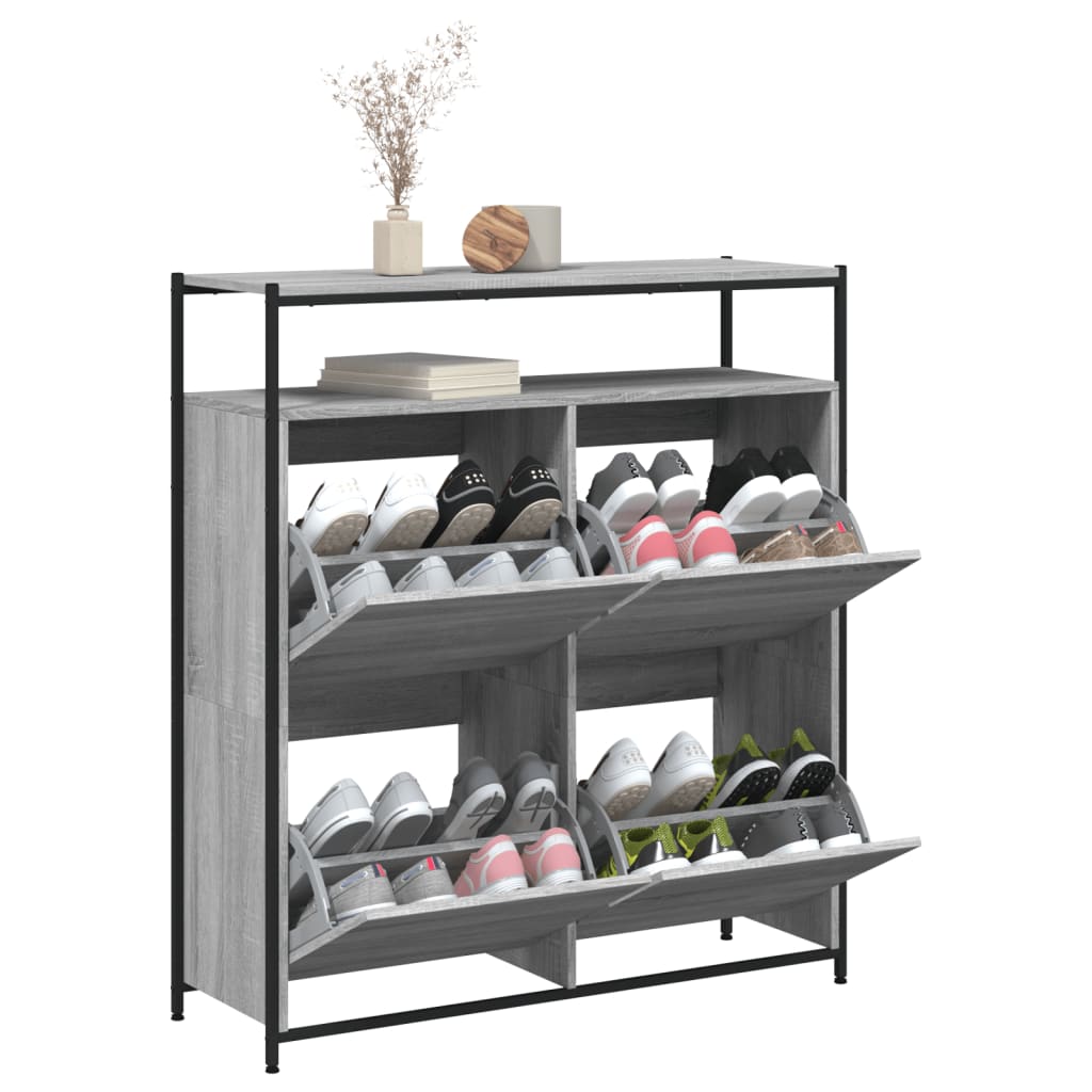 vidaXL Armoire à chaussures 4 tiroirs rabattables sonoma gris