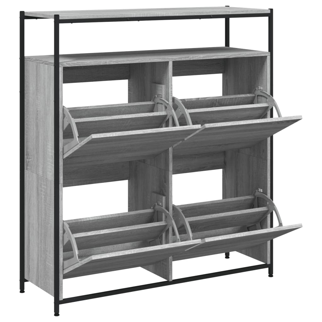 vidaXL Armoire à chaussures 4 tiroirs rabattables sonoma gris