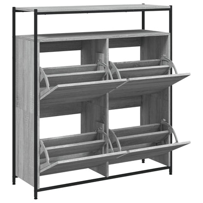 vidaXL Armoire à chaussures 4 tiroirs rabattables sonoma gris