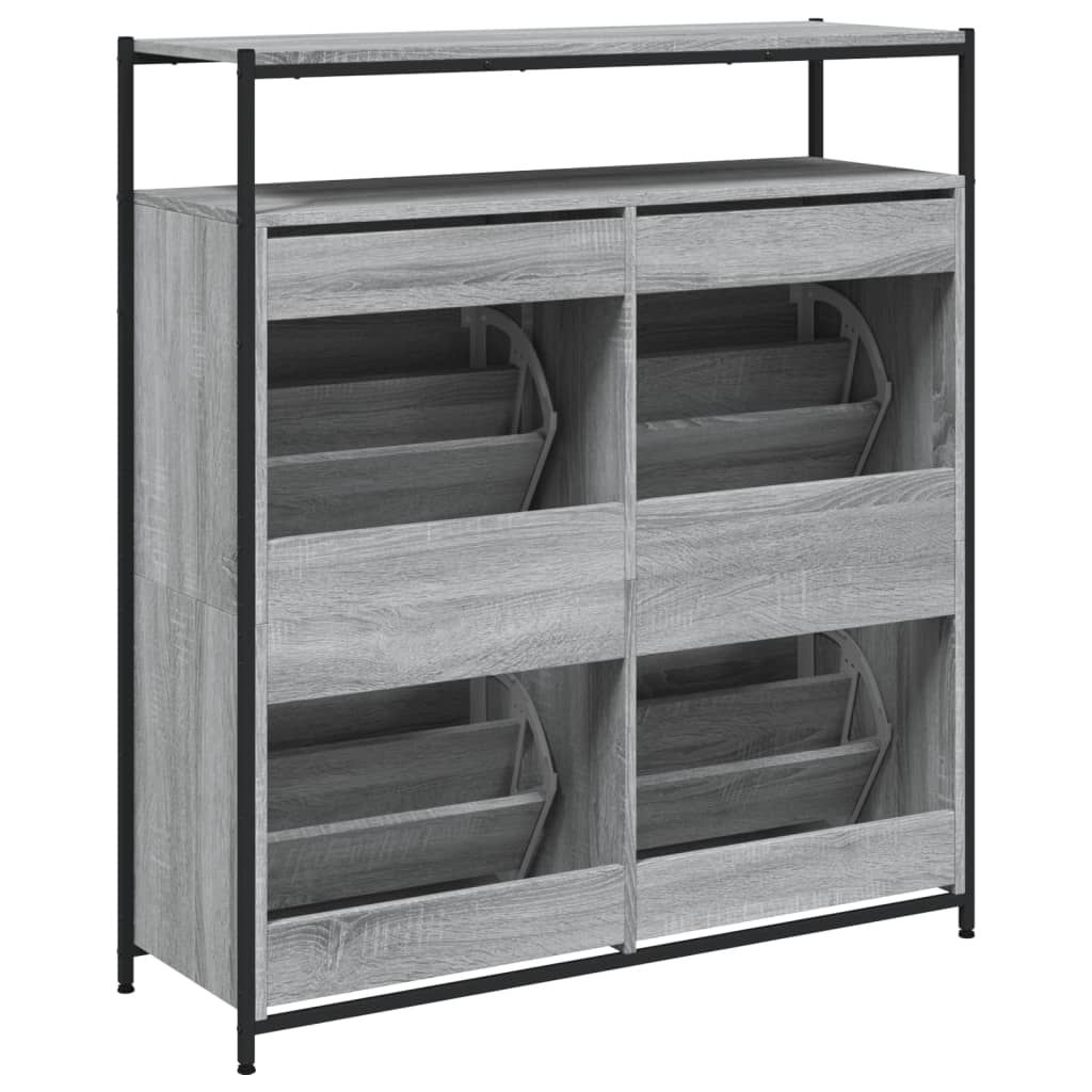 vidaXL Armoire à chaussures 4 tiroirs rabattables sonoma gris