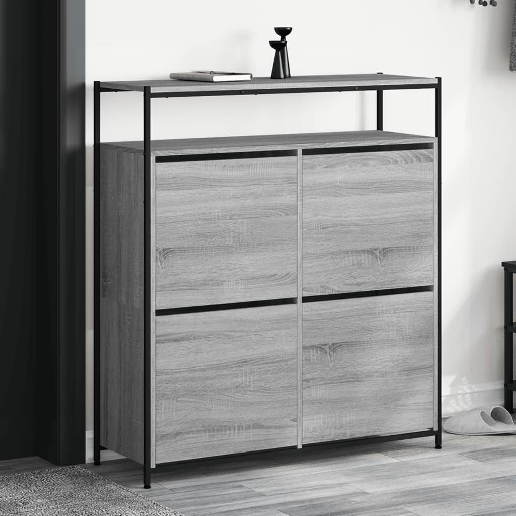 vidaXL Armoire à chaussures 4 tiroirs rabattables sonoma gris