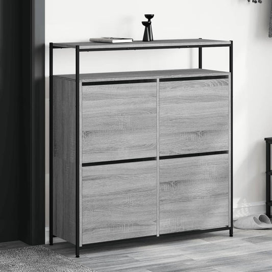 vidaXL Armoire à chaussures 4 tiroirs rabattables sonoma gris