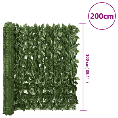 vidaXL Écran de balcon avec feuilles vert foncé 200x100 cm
