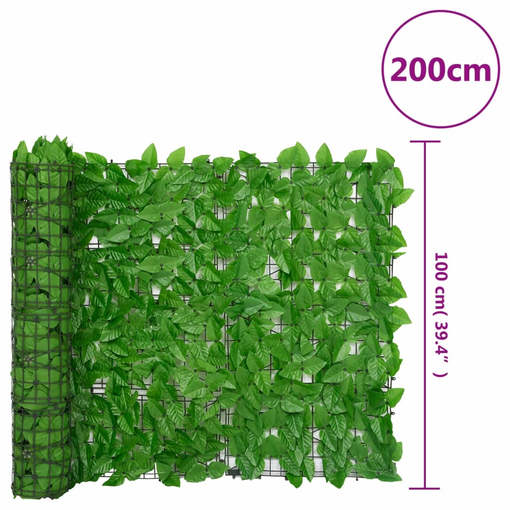 vidaXL Écran de balcon avec feuilles vert 200x100 cm
