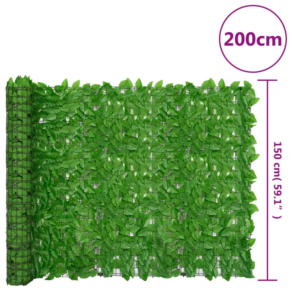 vidaXL Écran de balcon avec feuilles vert 200x150 cm
