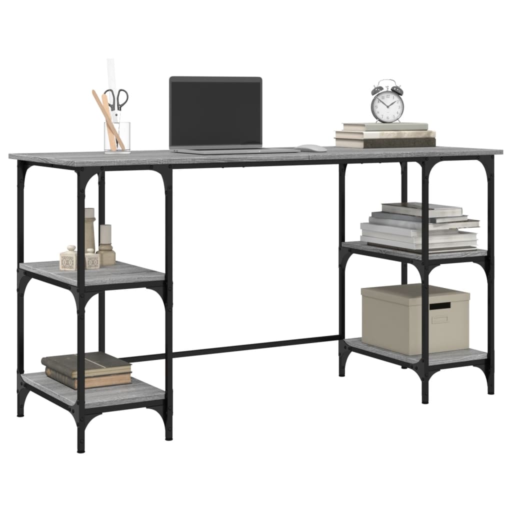 vidaXL Bureau sonoma gris 140x50x75 cm métal et bois d'ingénierie