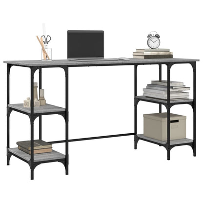 vidaXL Bureau sonoma gris 140x50x75 cm métal et bois d'ingénierie
