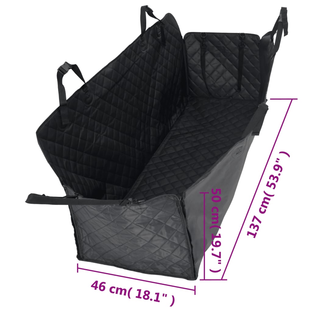 vidaXL Housse de siège de voiture pour chien noir 137x46x50 cm